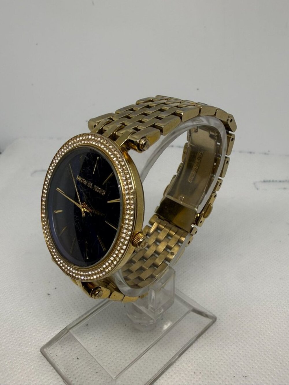 Michael Kors Darci MK3406 Women Gold-Tone Crystal Bezel Blue Dial Watch - Picture 2 of 12